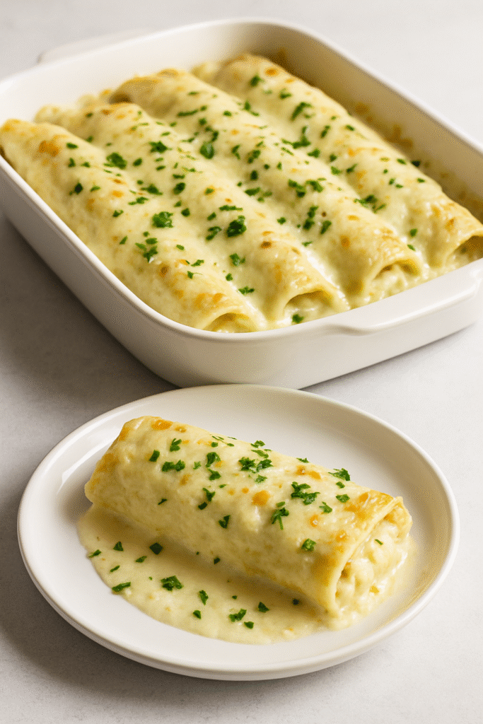 creamy white chicken encheladas 1