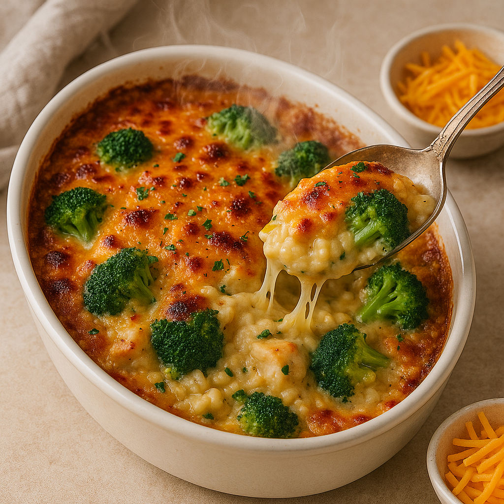 cheesy chicken broccoli rice casserole