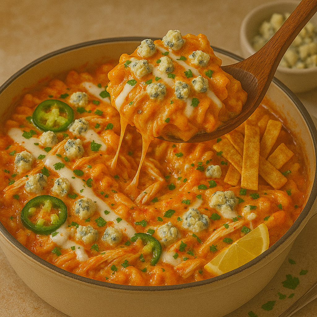 creamy buffalo chicken pasta bake 1